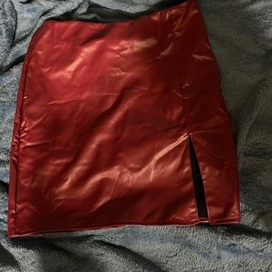 Burgundy leather skirt
